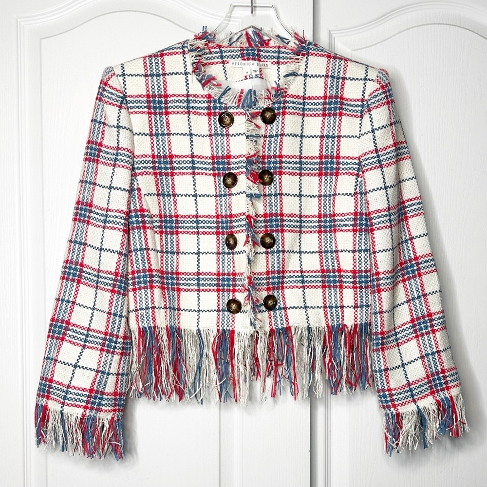 NWOT Veronica Beard Marlton Tweed Jacket Size Red White Blue Size 16 - Picture 5 of 16